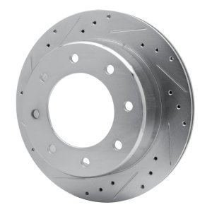 Cadillac DTS Brake Rotor (1) - Rear Left - R1 Concepts - Drilled & Slotted - Silver - `00-`11
